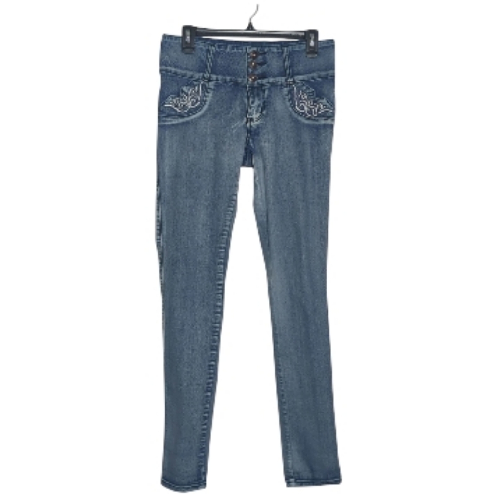 Y2K Embellished High Rise Straight Leg Jeans Retro McBling Coastal Cowgirl